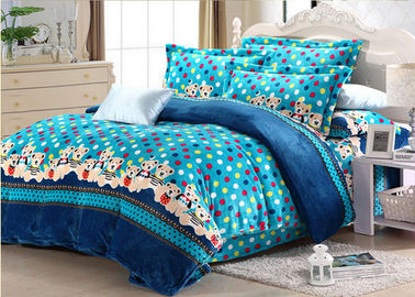 Super weiche und warme Druckgesetzte Abdeckung der punktvlies-Bettwäsche mit blauer Grundfarbe